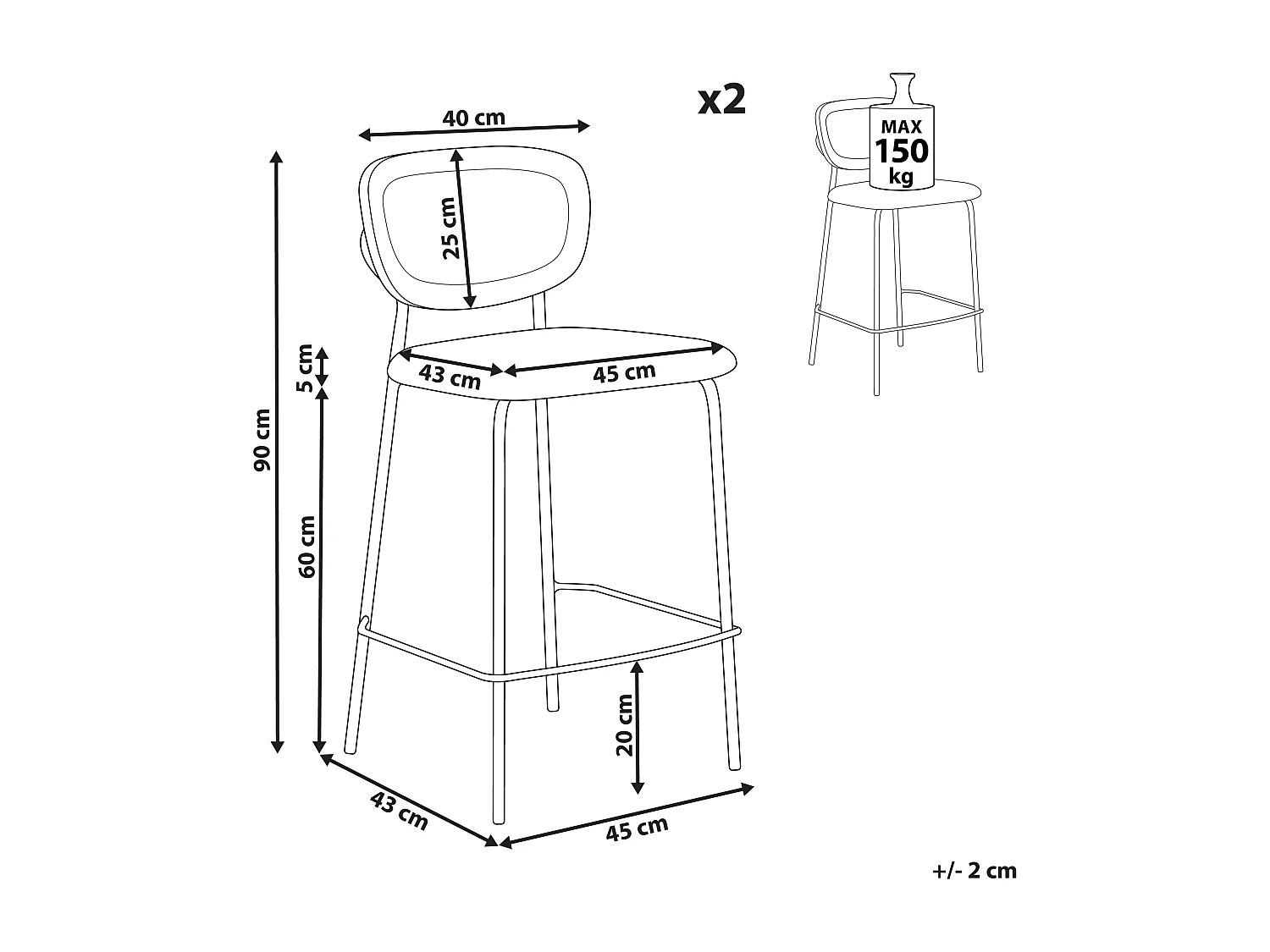Lot de 2 chaises de bar MAYETTA Rotin Vert foncé