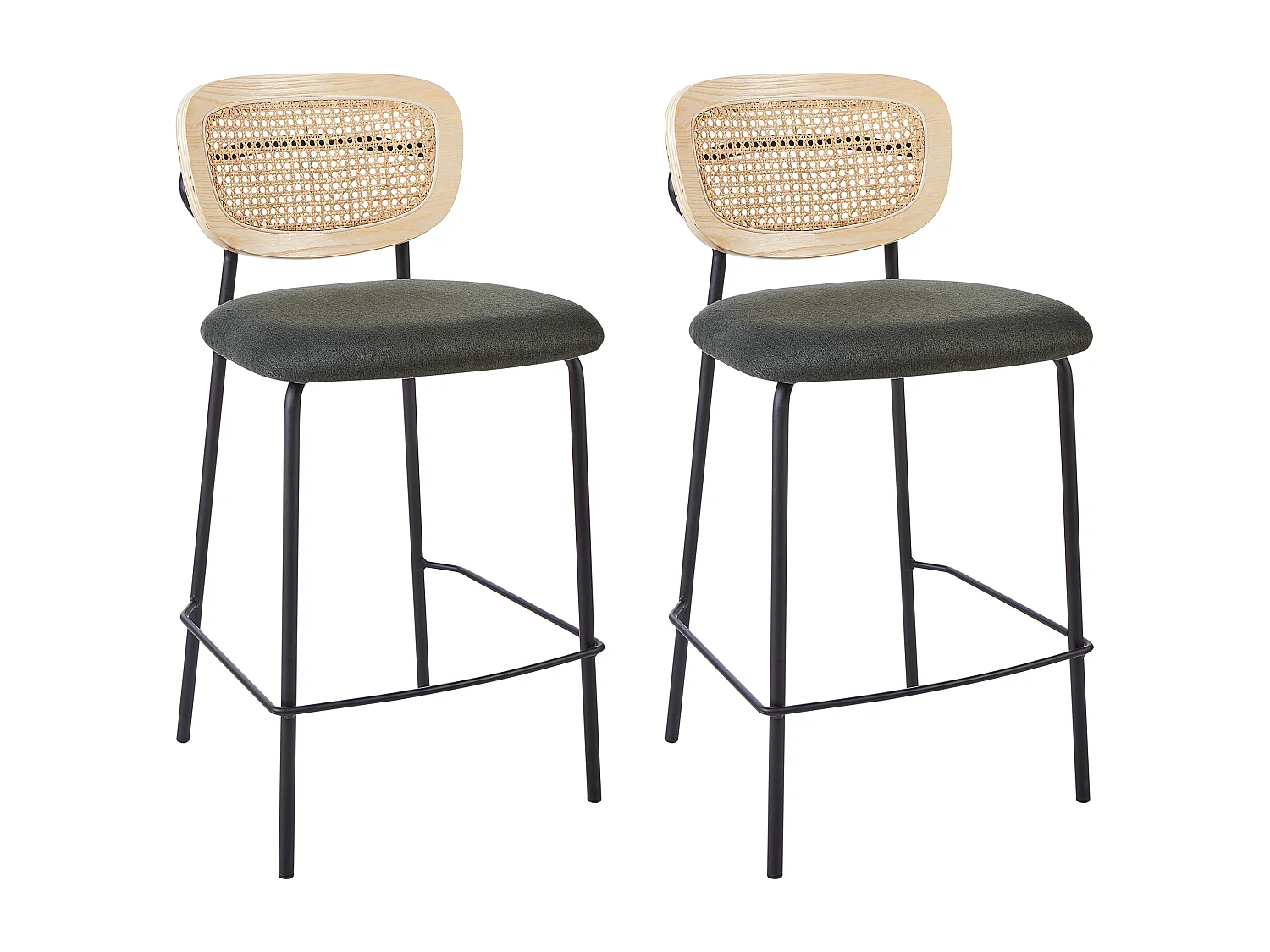 Lot de 2 chaises de bar MAYETTA Rotin Vert foncé