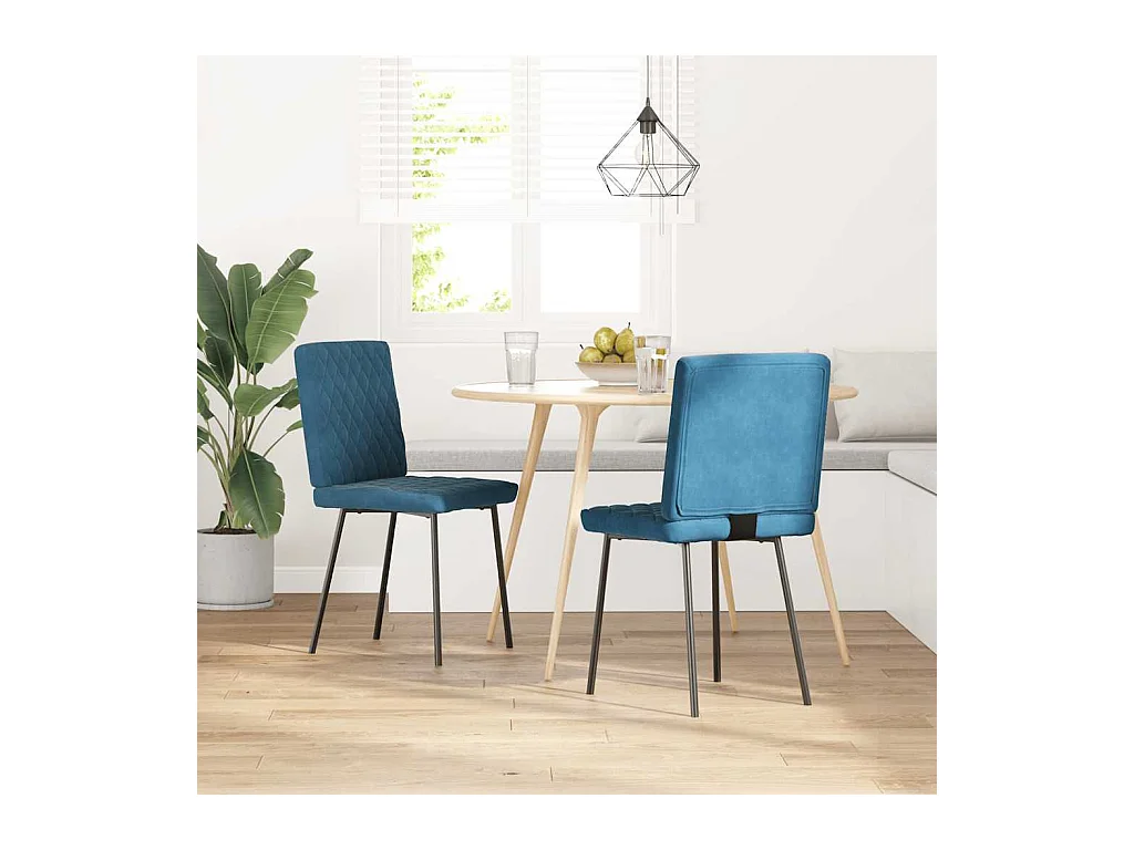 Chaises à manger lot de 2 Bleu Velours