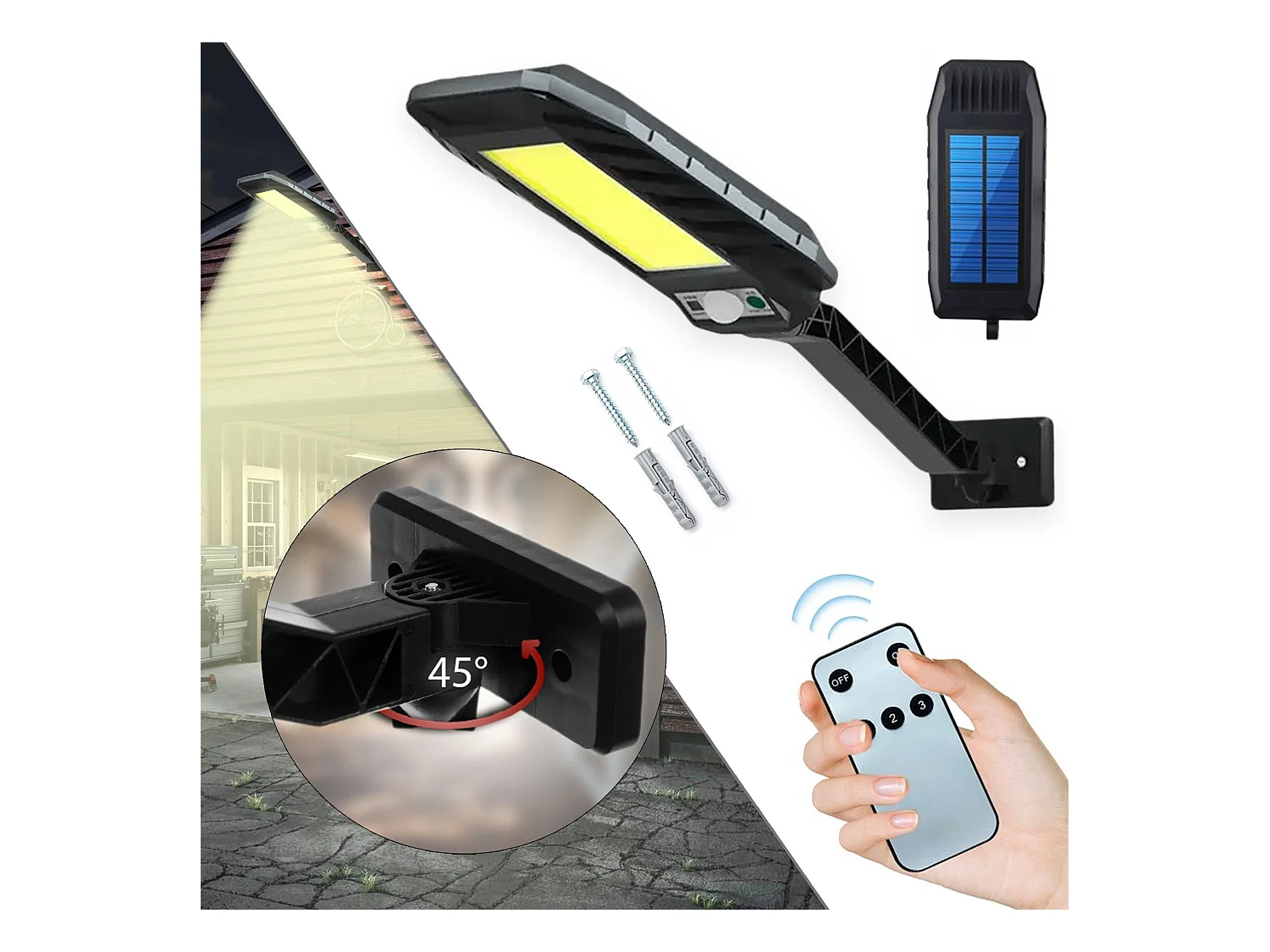 Aplique De Parede Solar Para Exterior Toolight Rsl018 Black