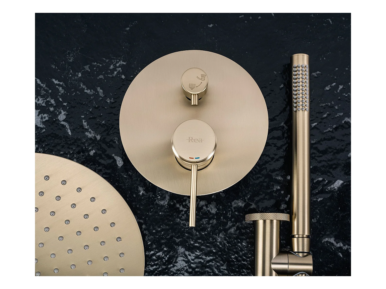 Set Doccia Da Incasso Rea Lungo Grip Brush Gold