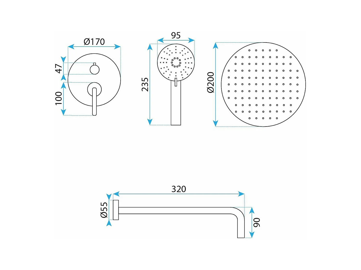 Juego De Ducha Oculto Rea Ontario Titanium
