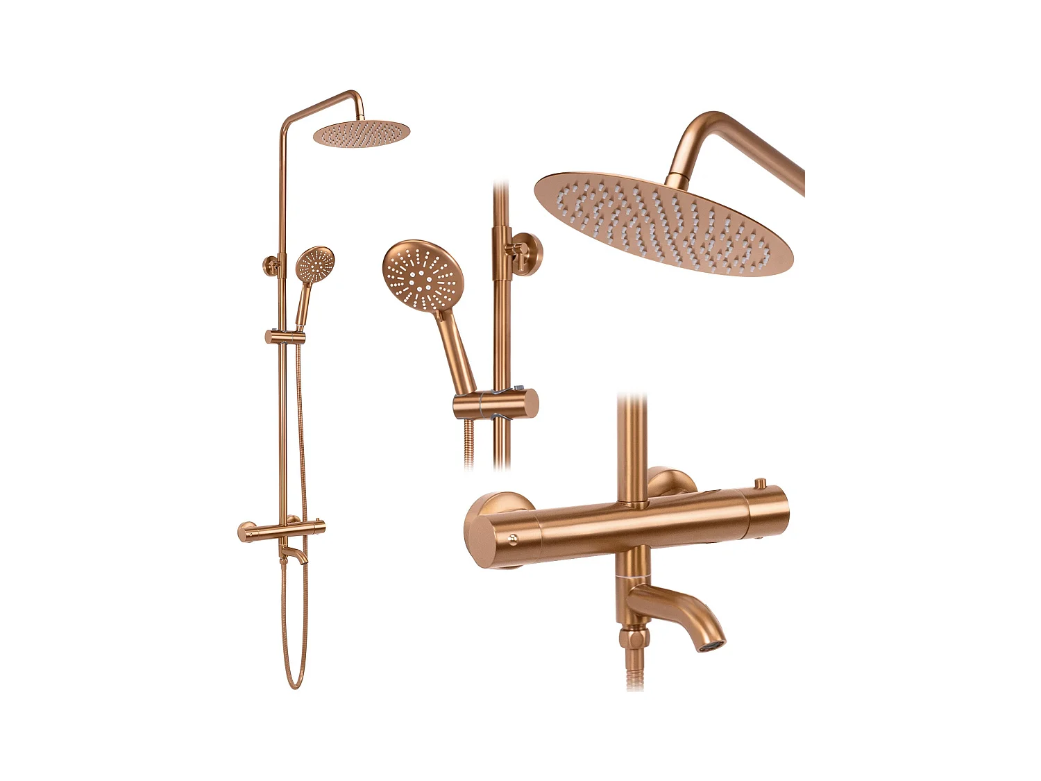 Set Doccia Rea Lungo Thermostat Brush Copper
