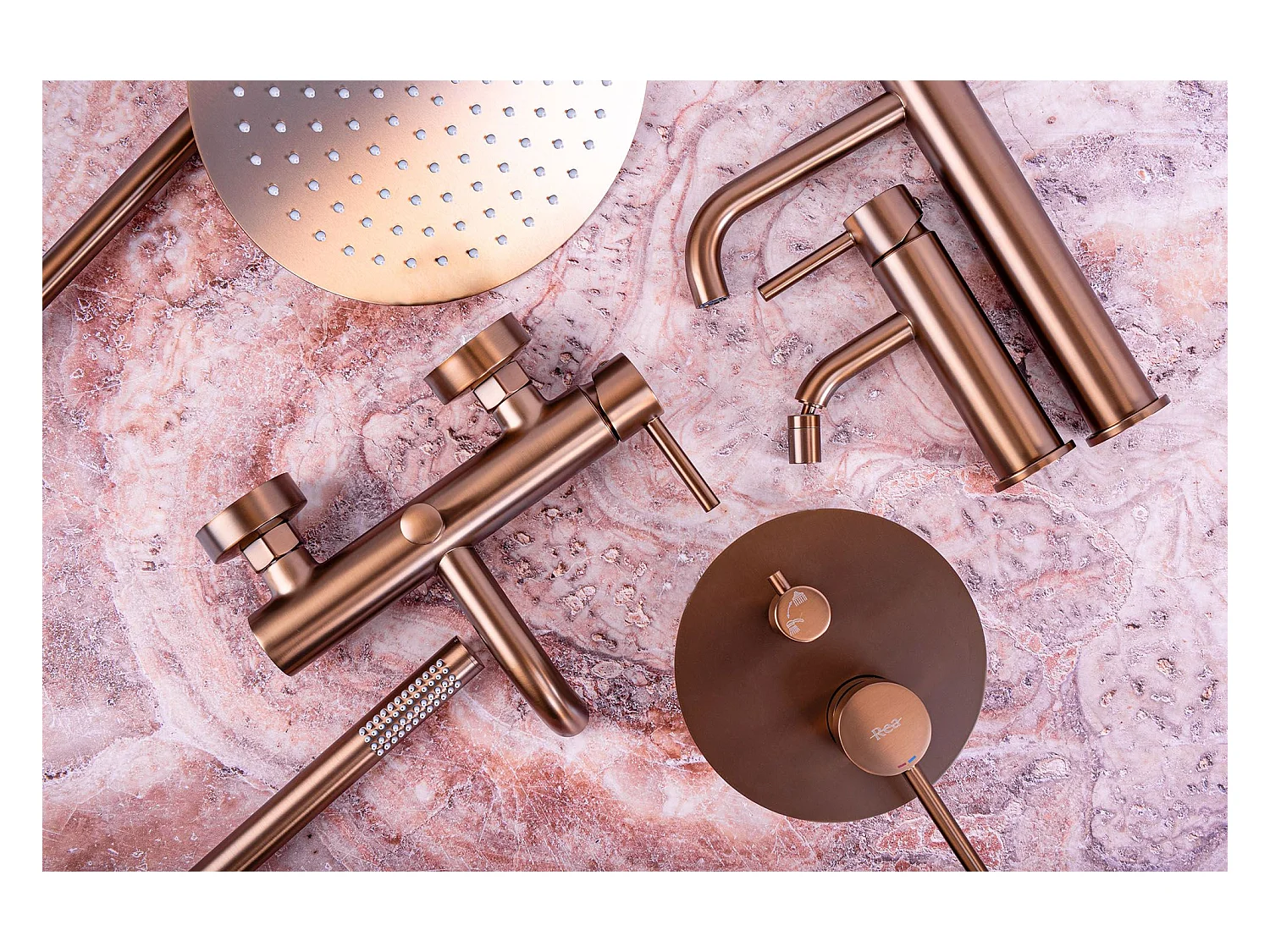 Set Doccia Rea Lungo Thermostat Brush Copper