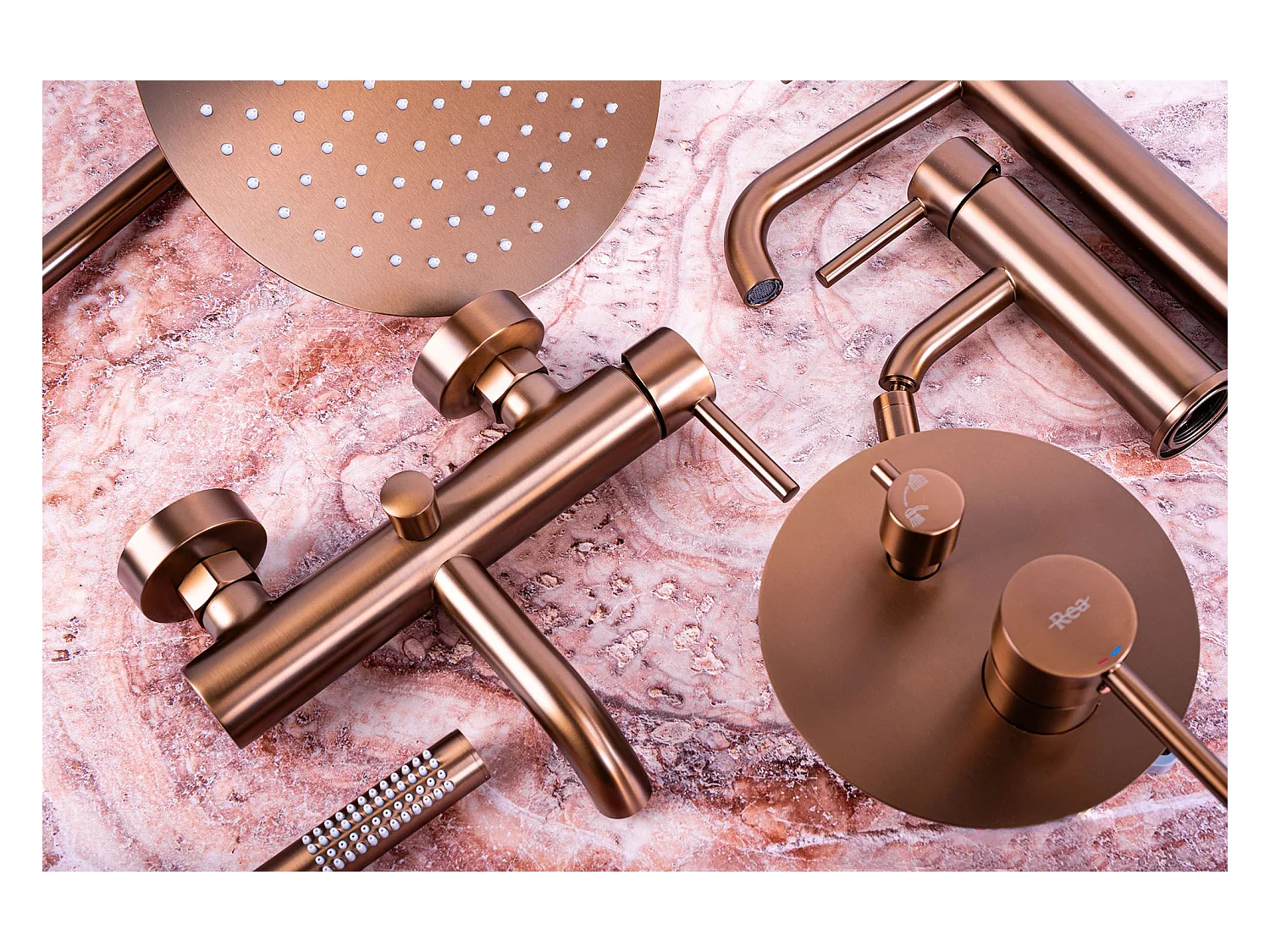 Set Doccia Rea Lungo Thermostat Brush Copper