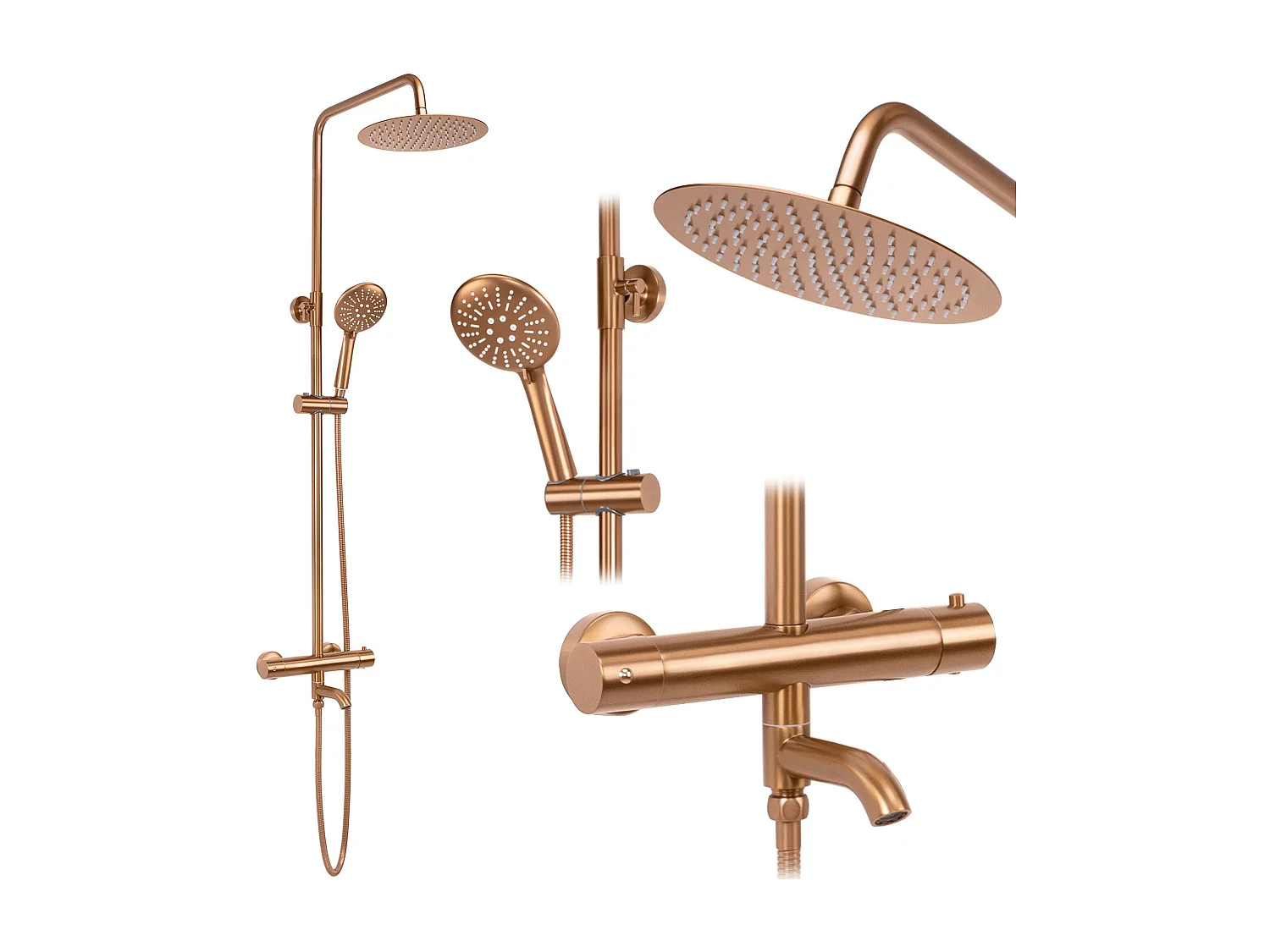 Kit De Douche Rea Lungo Thermostat Brush Copper