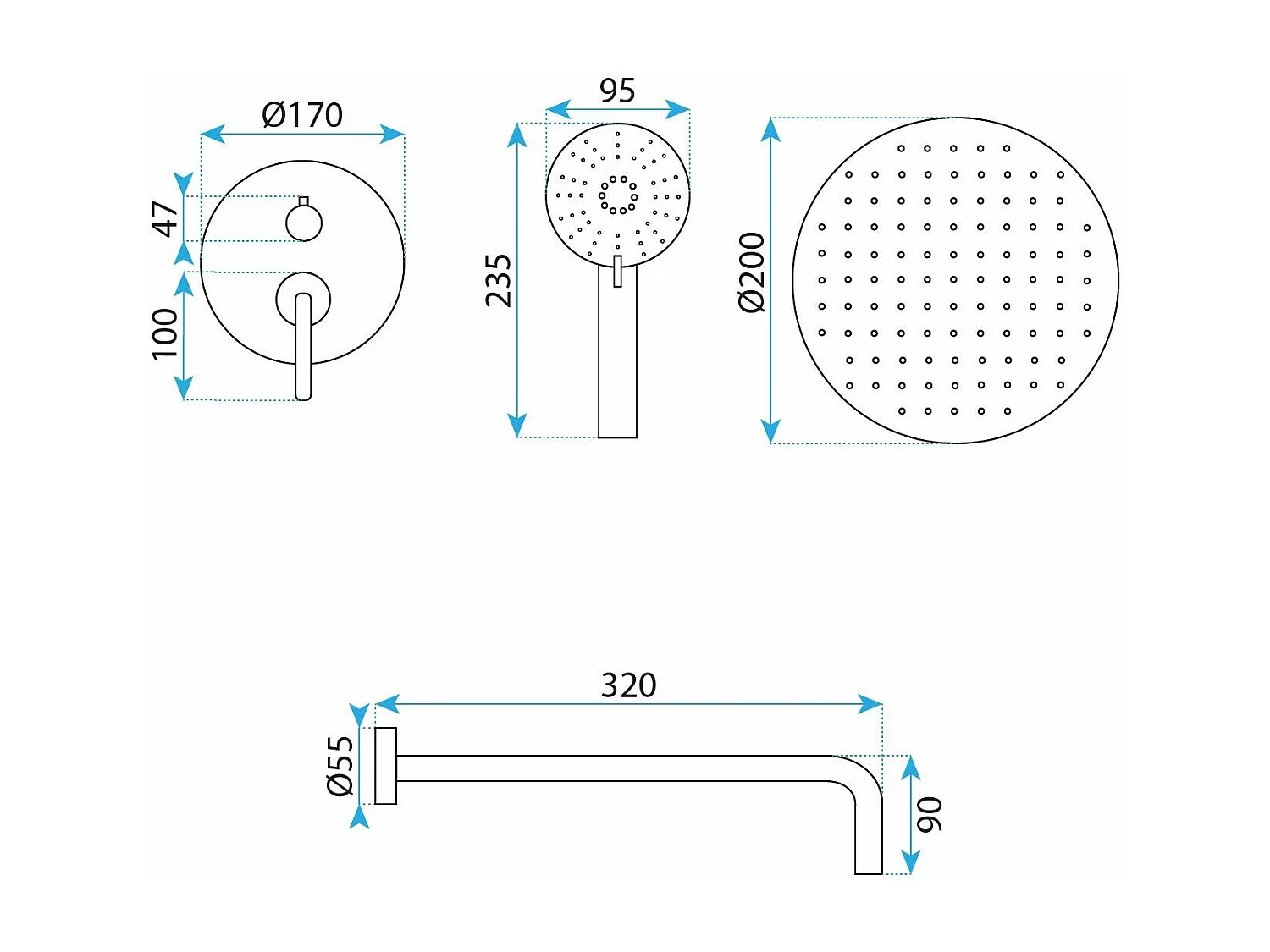 Kit De Douche Encastré Rea Ontario Brush Nickel