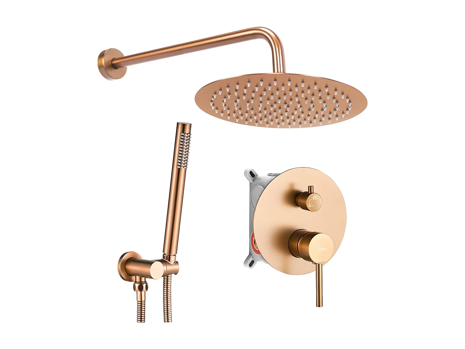 Juego De Ducha Oculto Rea Lungo Brush Copper