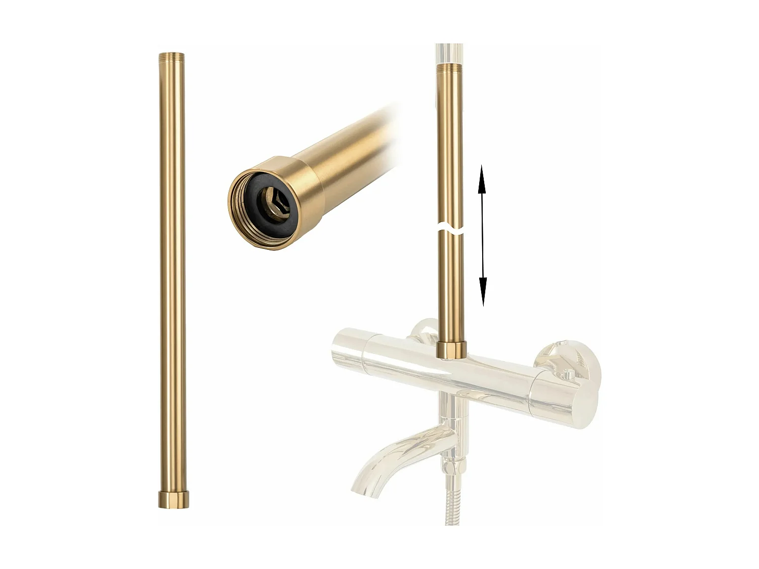 Extensão Para Conjunto Banheira E Chuveiro Rea 50Cm Brush Gold