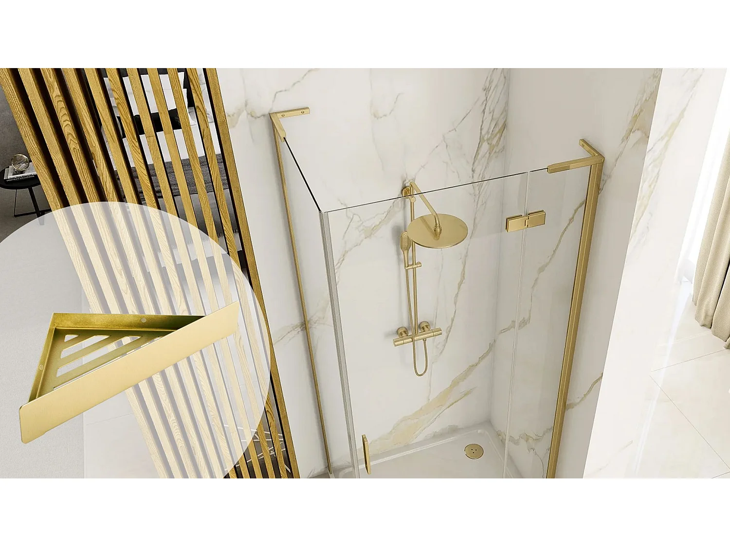 Etagère De Salle De Bain Rea Sf07-Bg Brush Gold