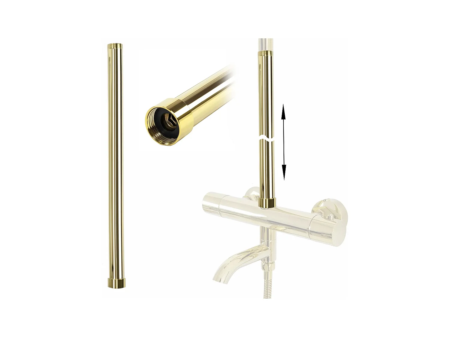Rallonge Pour Kit De Bain-Douche Rea 50Cm Gold