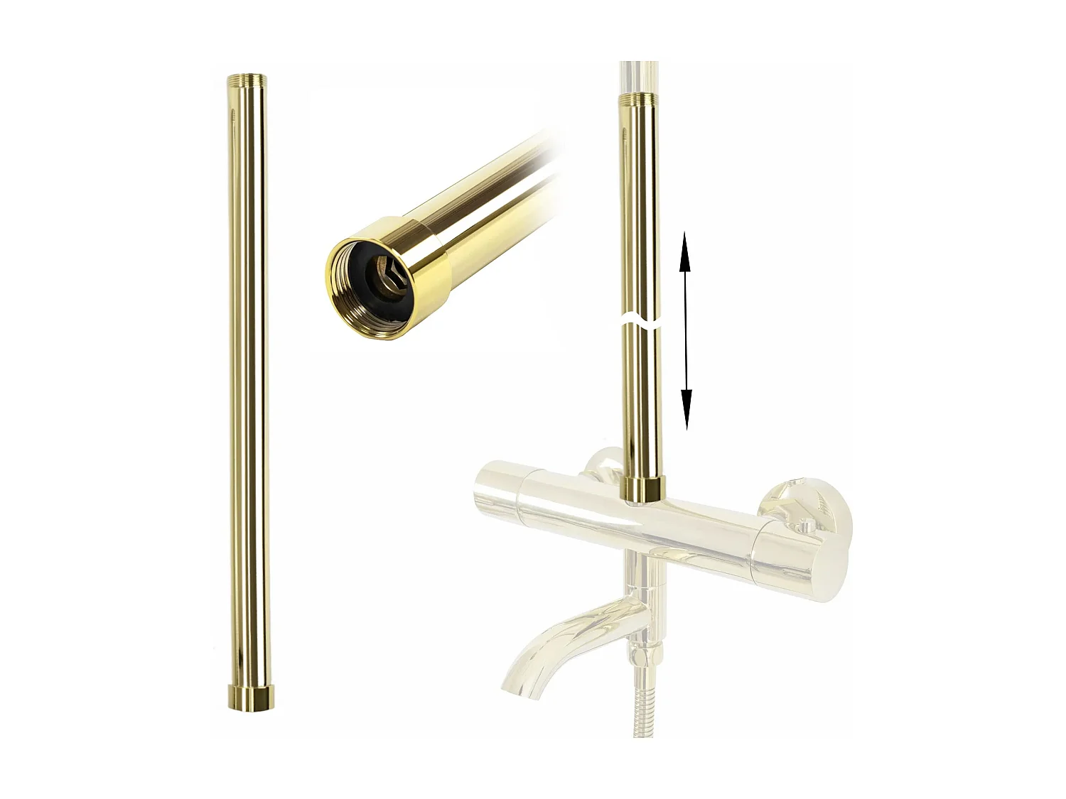 Rallonge Pour Kit De Bain-Douche Rea 50Cm Gold