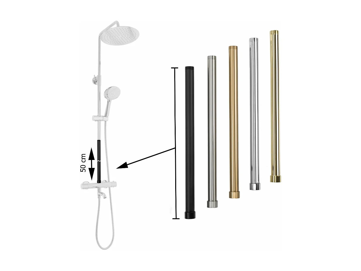 Rallonge Pour Kit De Bain-Douche Rea 50Cm Gold