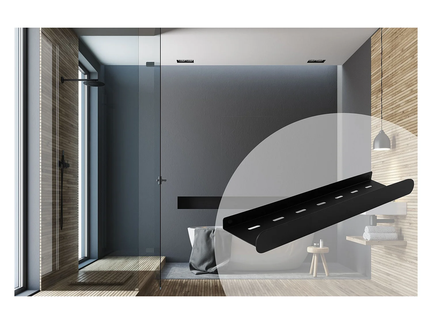 Prateleira De Banheiro Rea Sf03-450-B Black