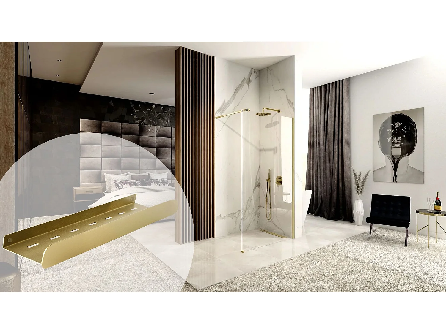 Etagère De Salle De Bain Rea Sf03-450-Bg Brush Gold