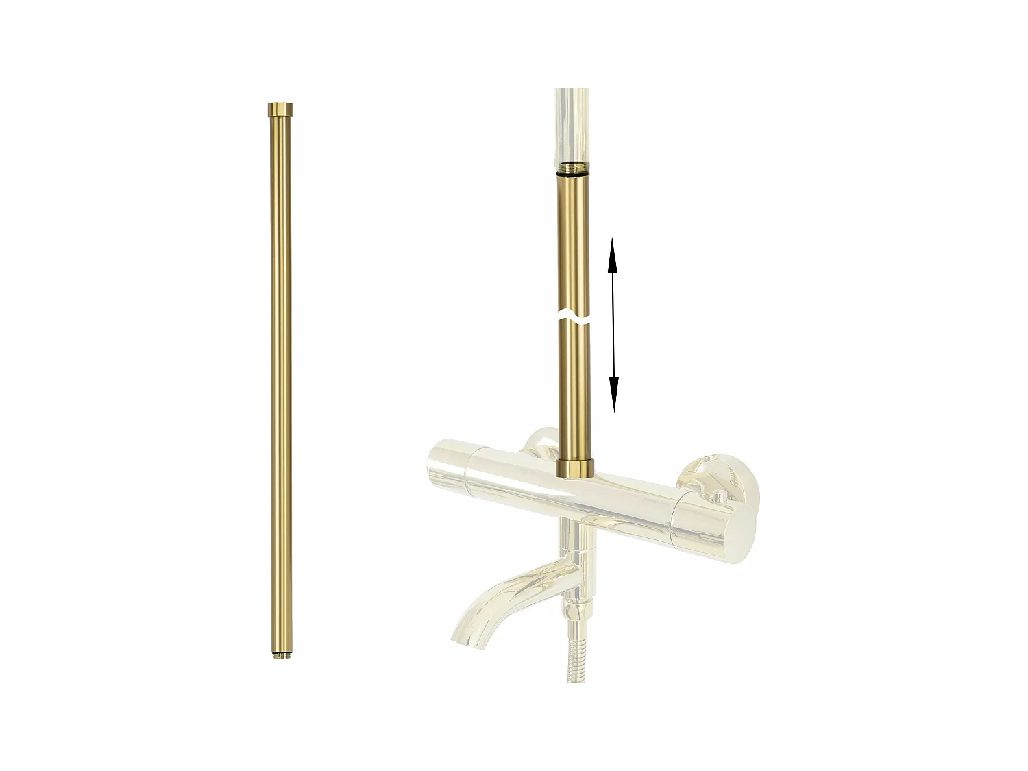 Extensão Para Conjunto Banheira E Chuveiro Rea 60Cm Brush Gold