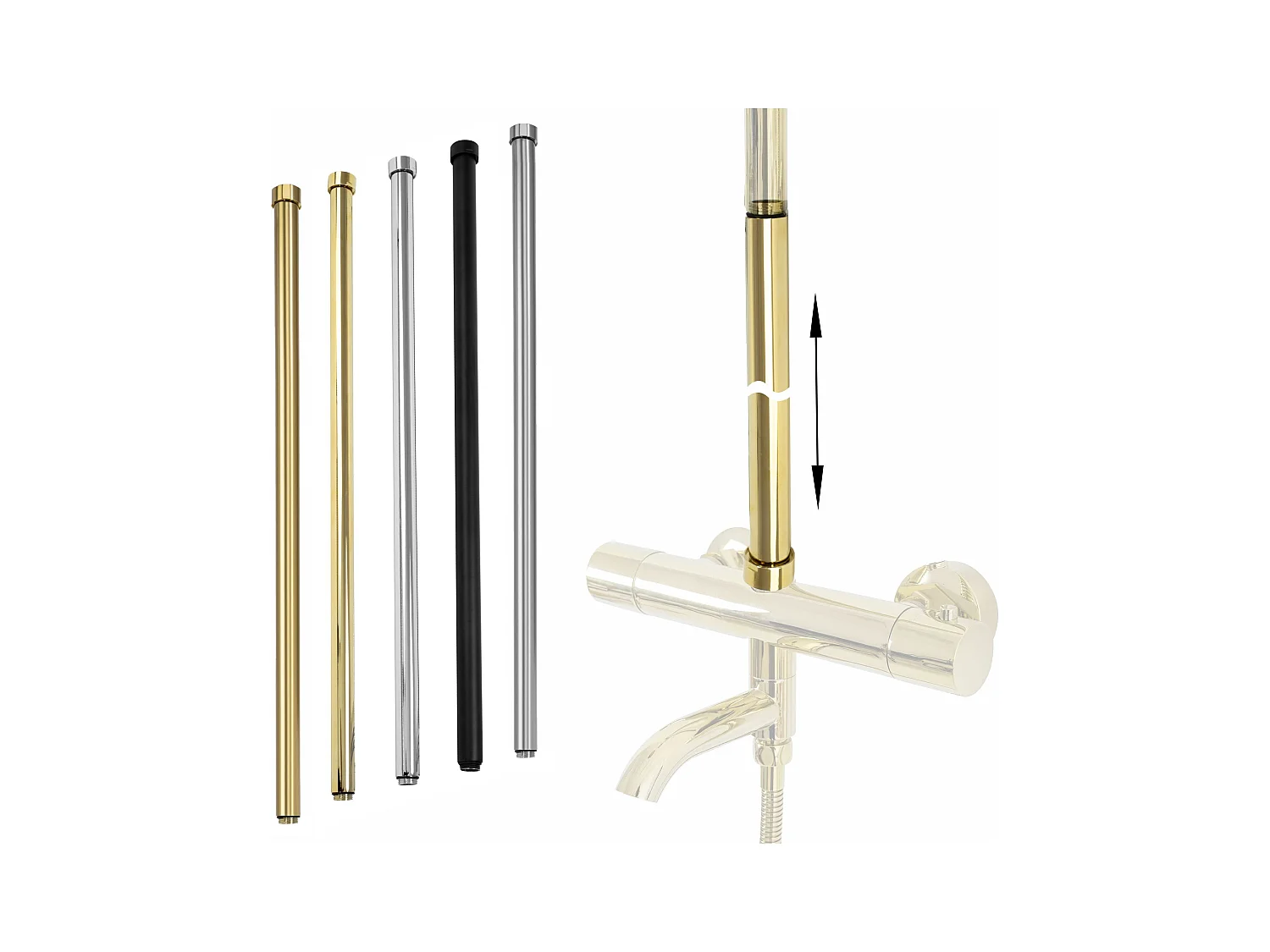 Verlengstuk Voor Een Bad/Doucheset Rea 60Cm Brush Gold