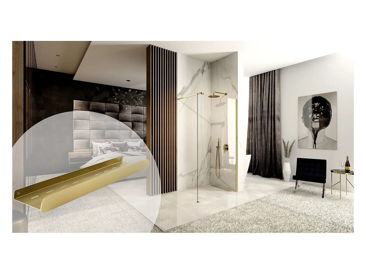 Badezimmerregal Rea Sf03-600-Bg Brush Gold