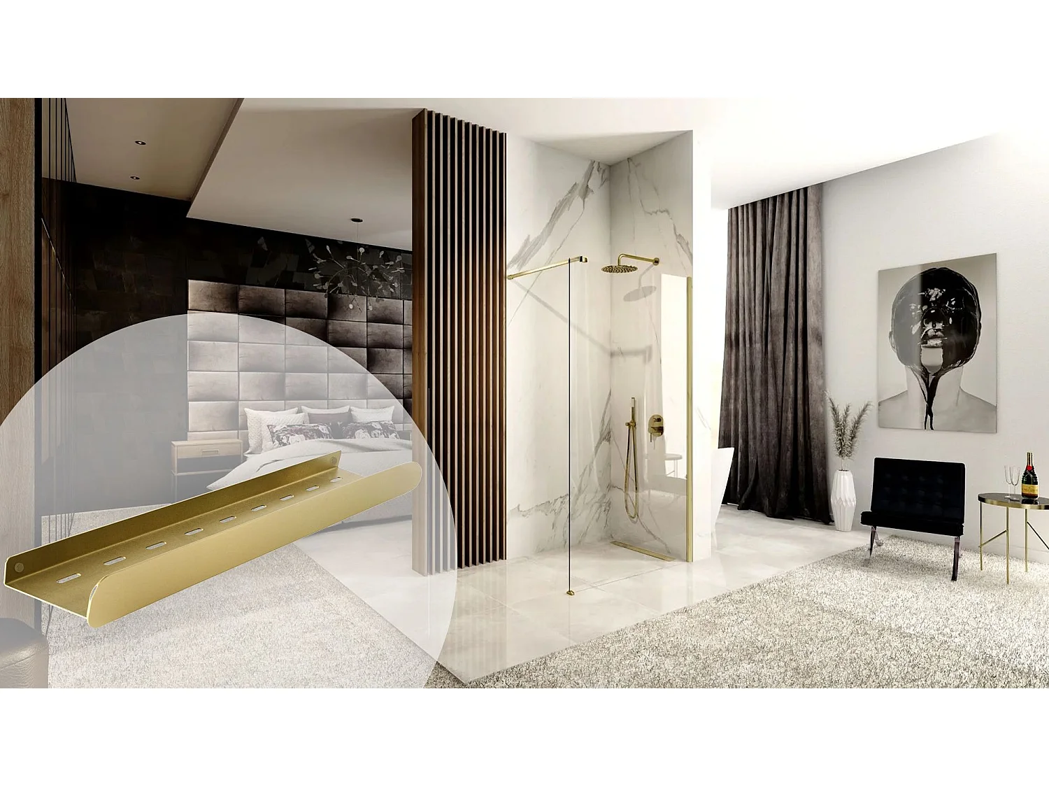 Etagère De Salle De Bain Rea Sf03-600-Bg Brush Gold