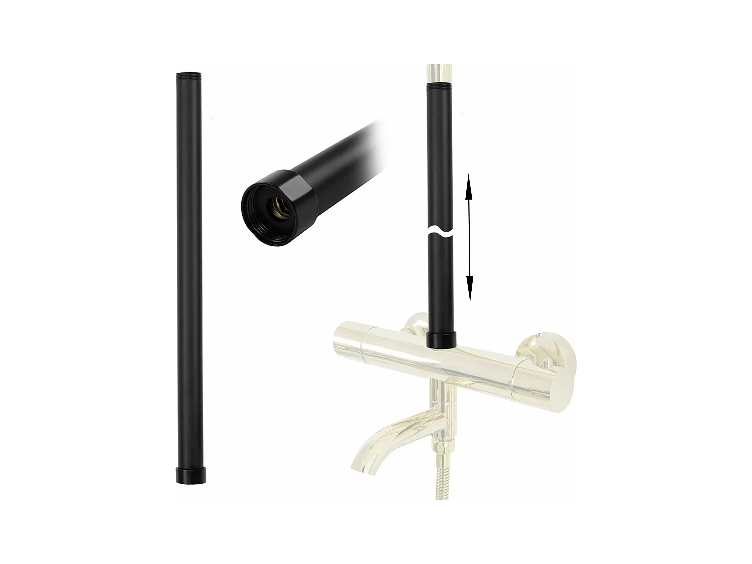 Extensão Para Conjunto Banheira E Chuveiro Rea 50Cm Black