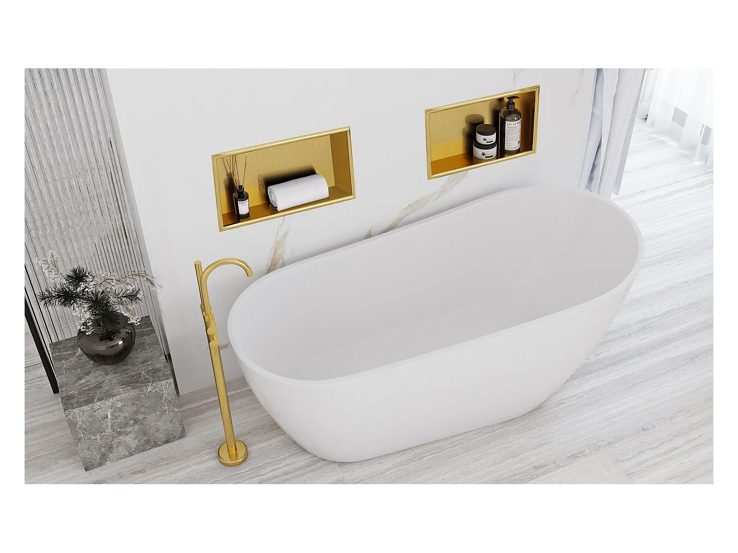 Étagère D'Encastrement Pour Salle De Bains Rea 8 30X45X10 Brush Gold