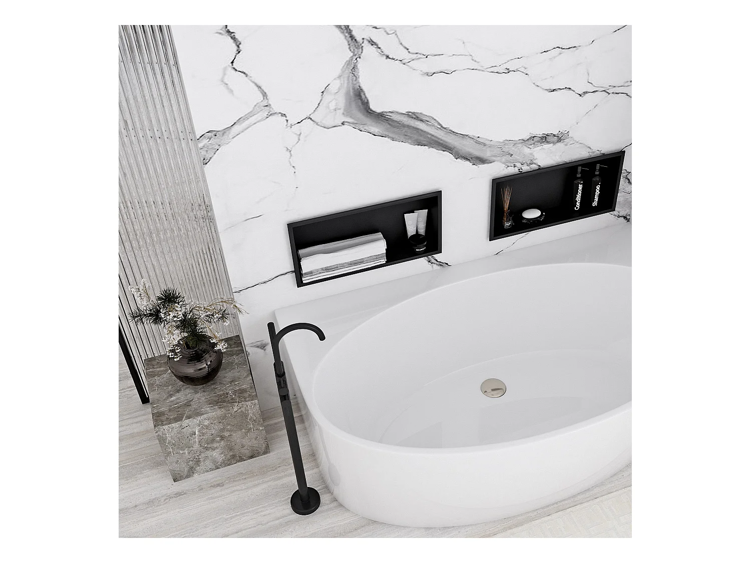 Inbouwnis Met Plankje Rea 5 30X45X10 Black