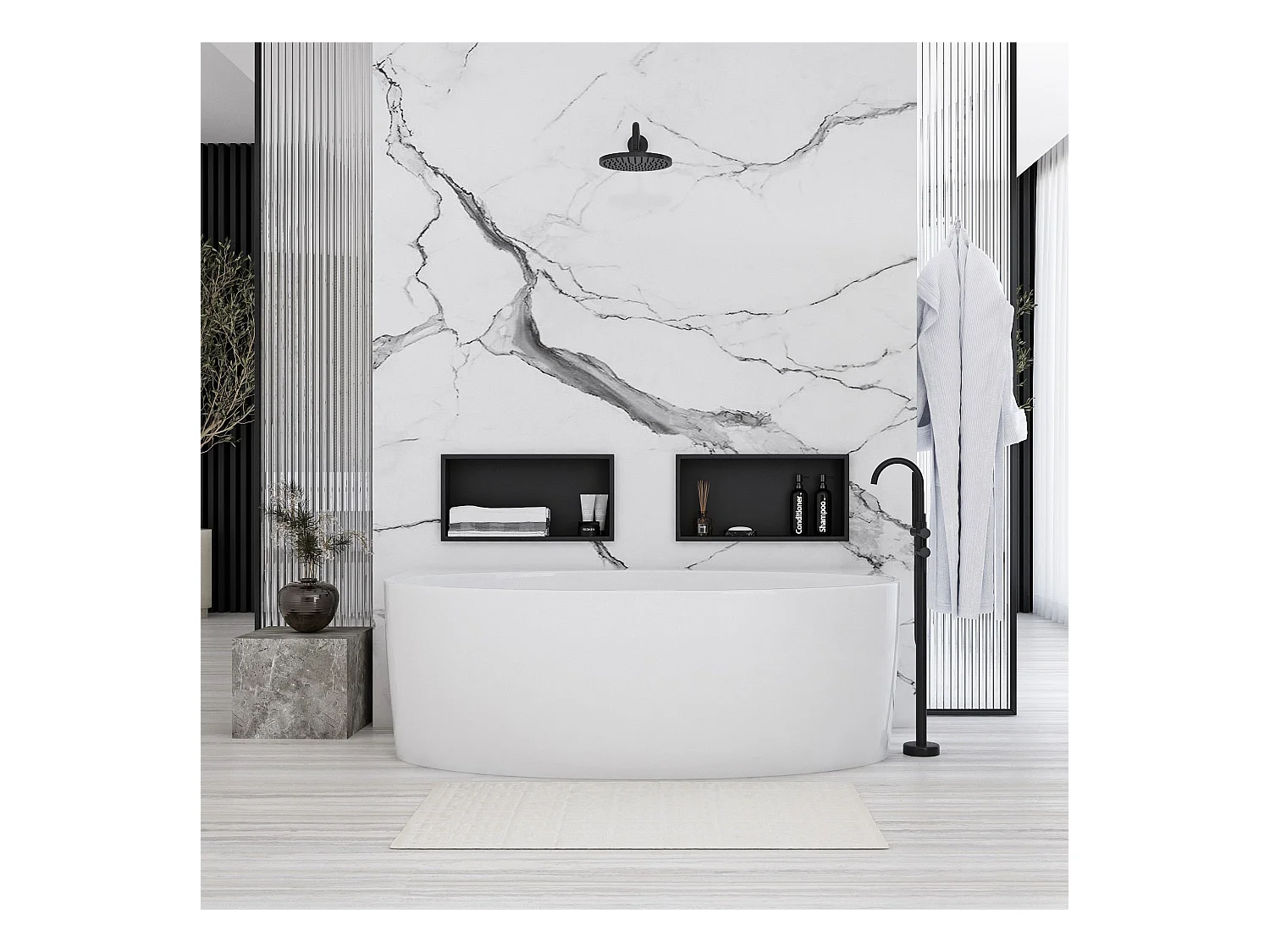 Inbouwnis Met Plankje Rea 5 30X45X10 Black