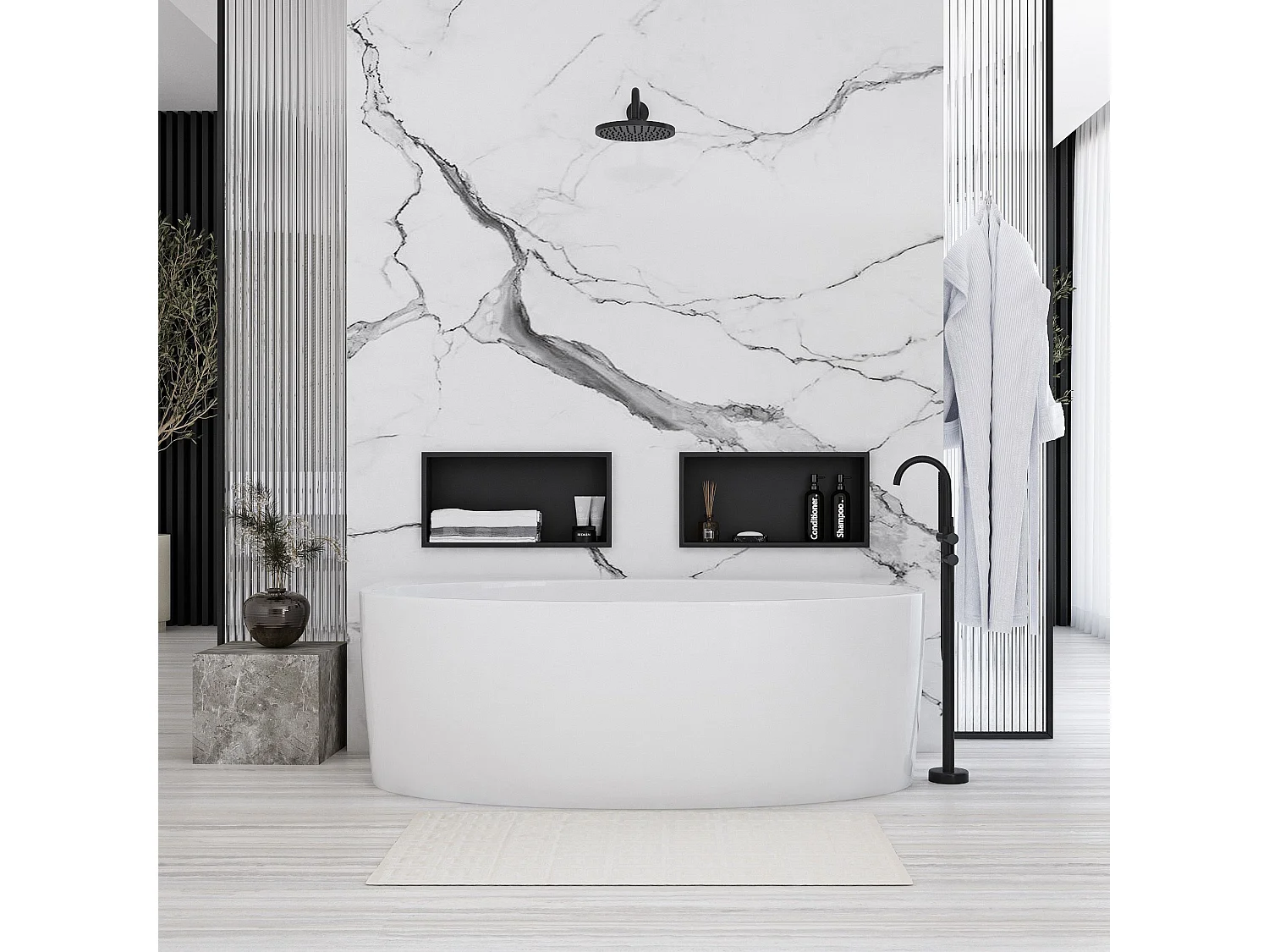 Étagère D'Encastrement Pour Salle De Bains Rea 5 30X45X10 Black