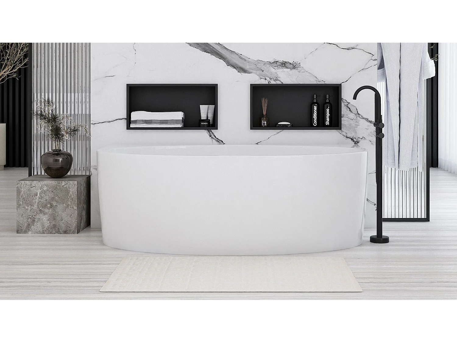 Étagère D'Encastrement Pour Salle De Bains Rea 5 30X45X10 Black