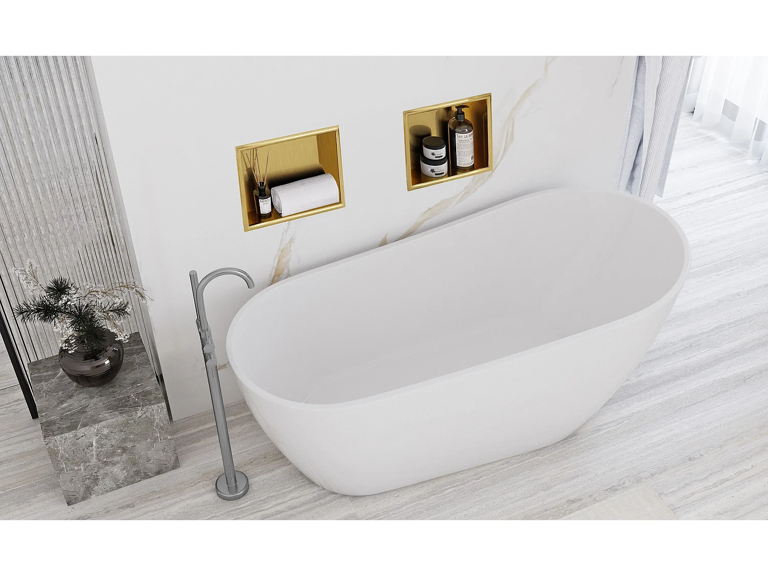 Étagère D'Encastrement Pour Salle De Bains Rea 7 30X30X10 Brush Gold
