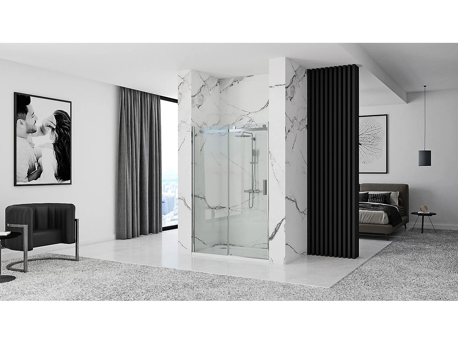 Porte De Douche Rea Nixon-2 140 Left Chrome