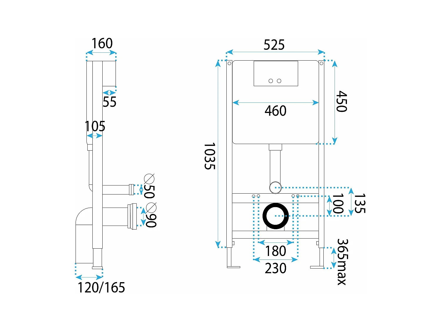 Inbouwreservoir Rea T Brush Copper + Bedieningspaneel T