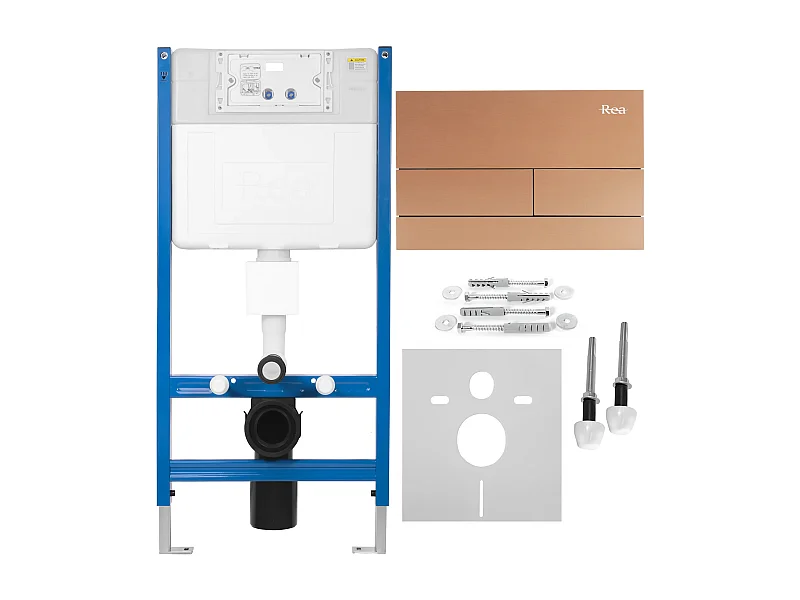 Telaio Wc Da Incasso Rea T Brush Copper + Pulsante Per Supporto Set Da Incasso Wc T