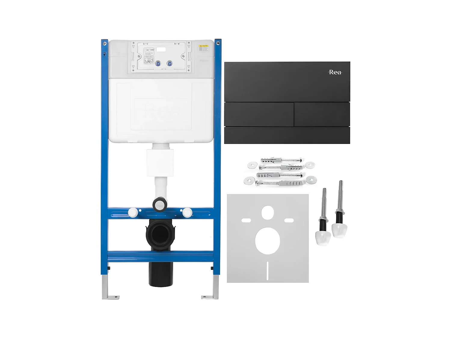 Bâti Support Rea T Mat Black Steel + Plaque De Commande Wc Type T