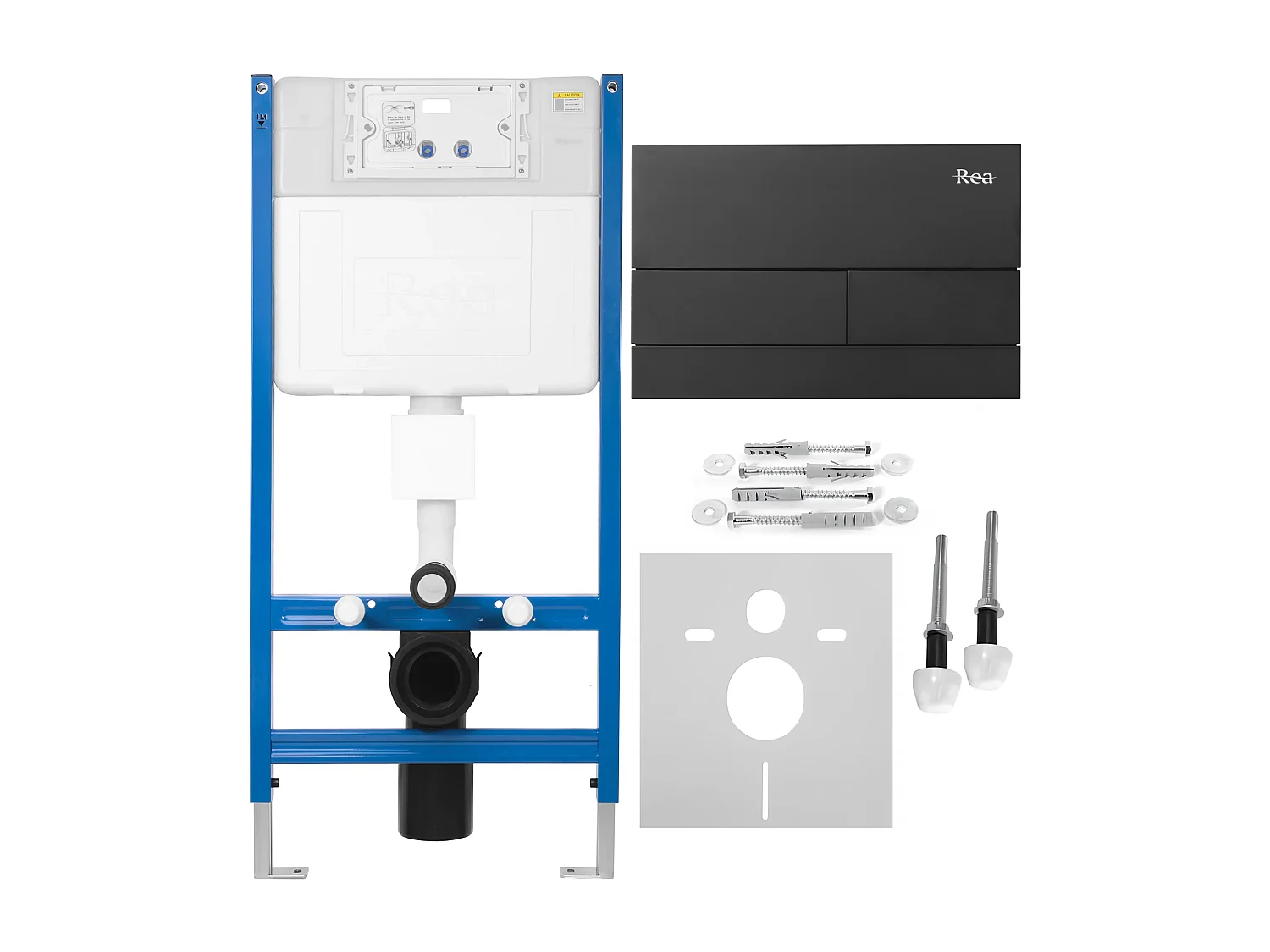 Bâti Support Rea T Mat Black Steel + Plaque De Commande Wc Type T