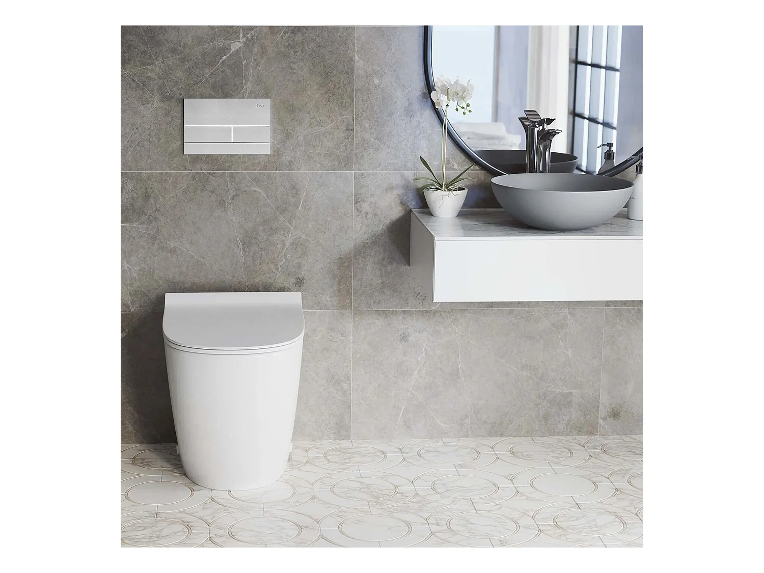 Bâti Support Rea T Brush Steel + Plaque De Commande Wc Type T