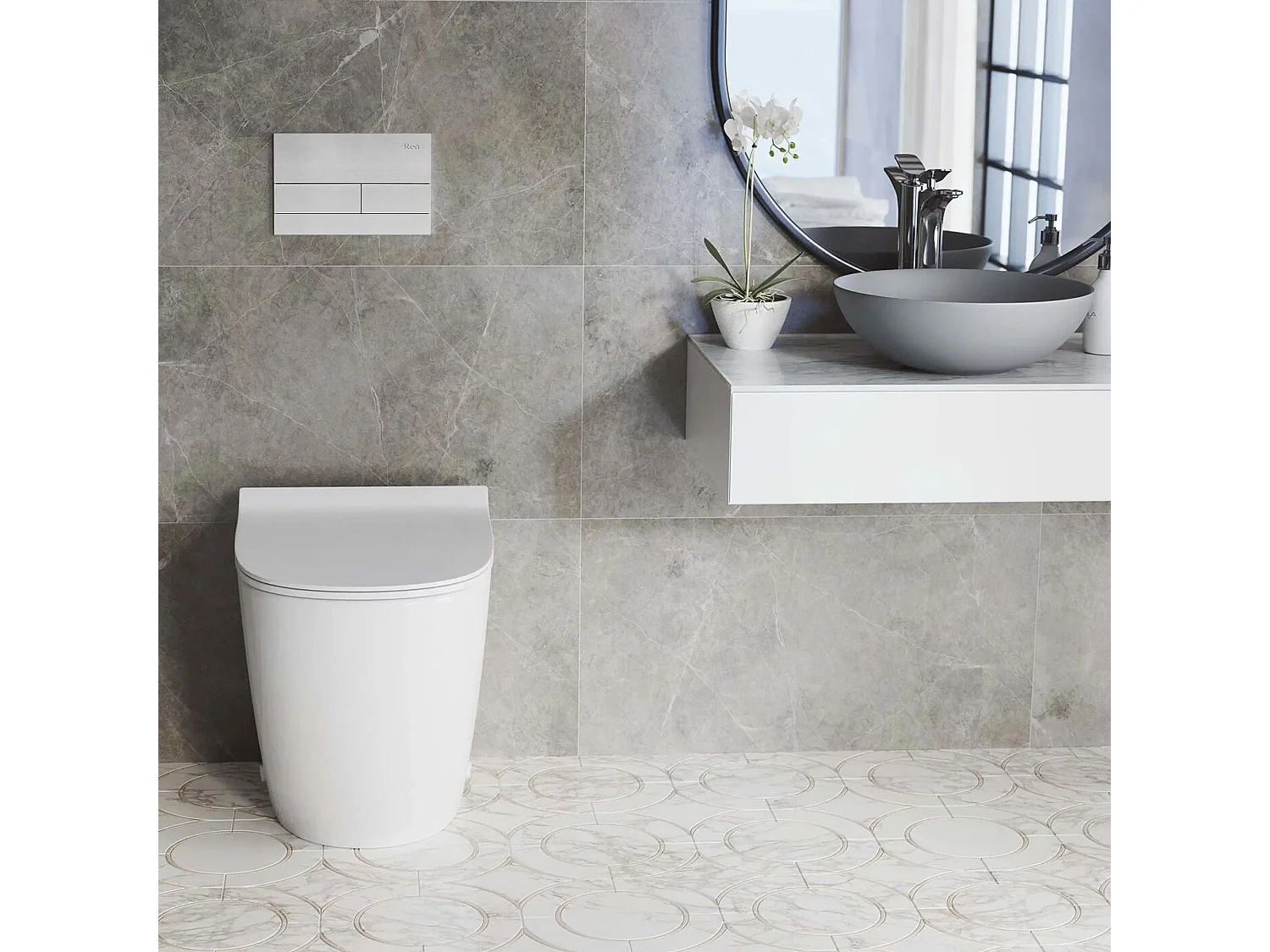 Bâti Support Rea T Brush Steel + Plaque De Commande Wc Type T