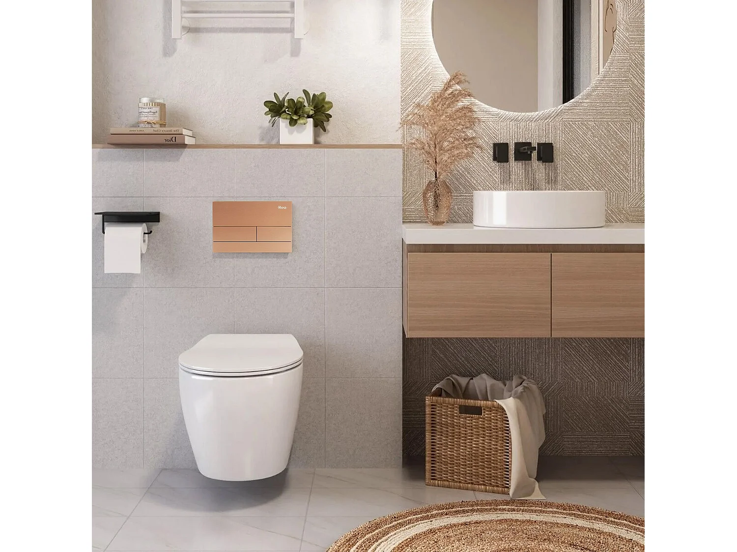 Pulsante Per Supporto Set Da Incasso Wc Rea T Brush Copper