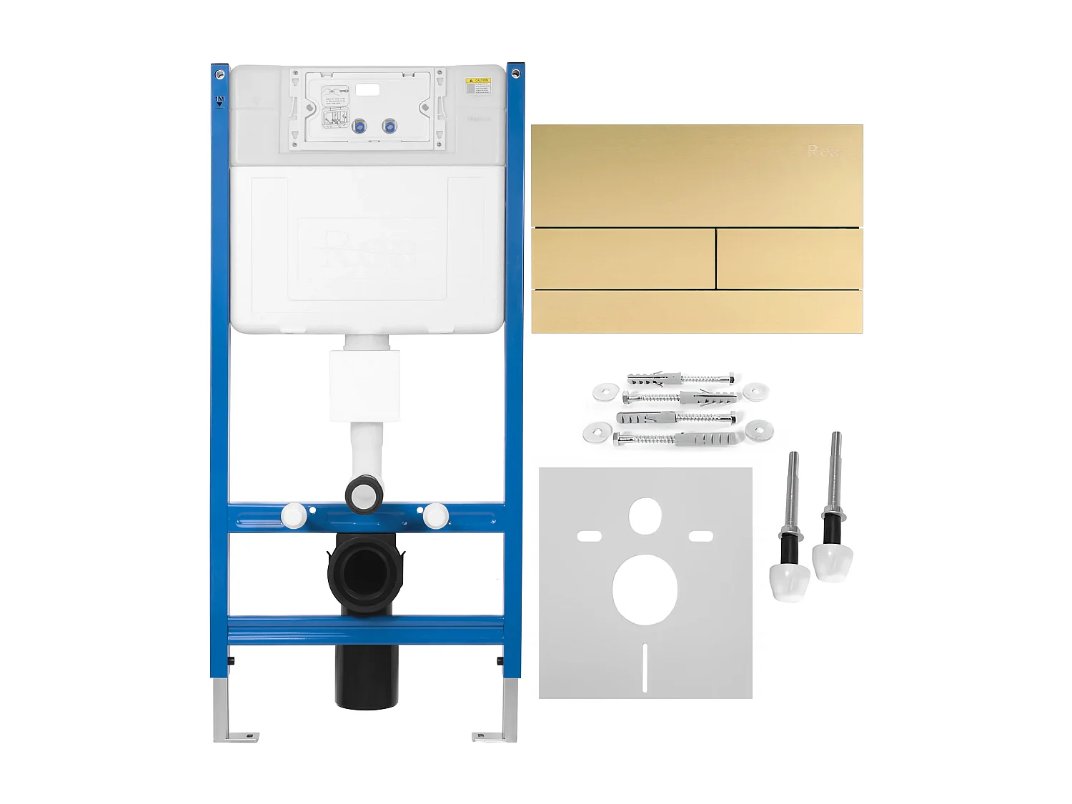 Bâti Support Rea T Brush Gold + Plaque De Commande Wc Type T