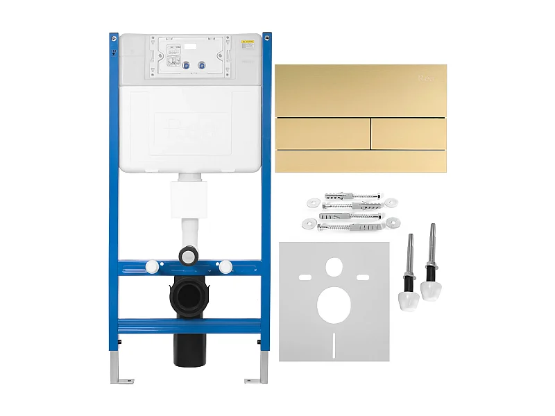 Bâti Support Rea T Brush Gold + Plaque De Commande Wc Type T