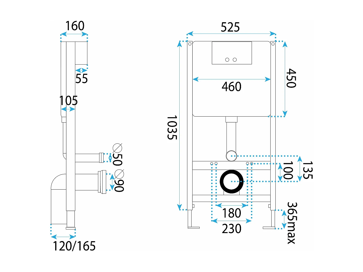 Inbouwreservoir Rea K011A-Q Steel