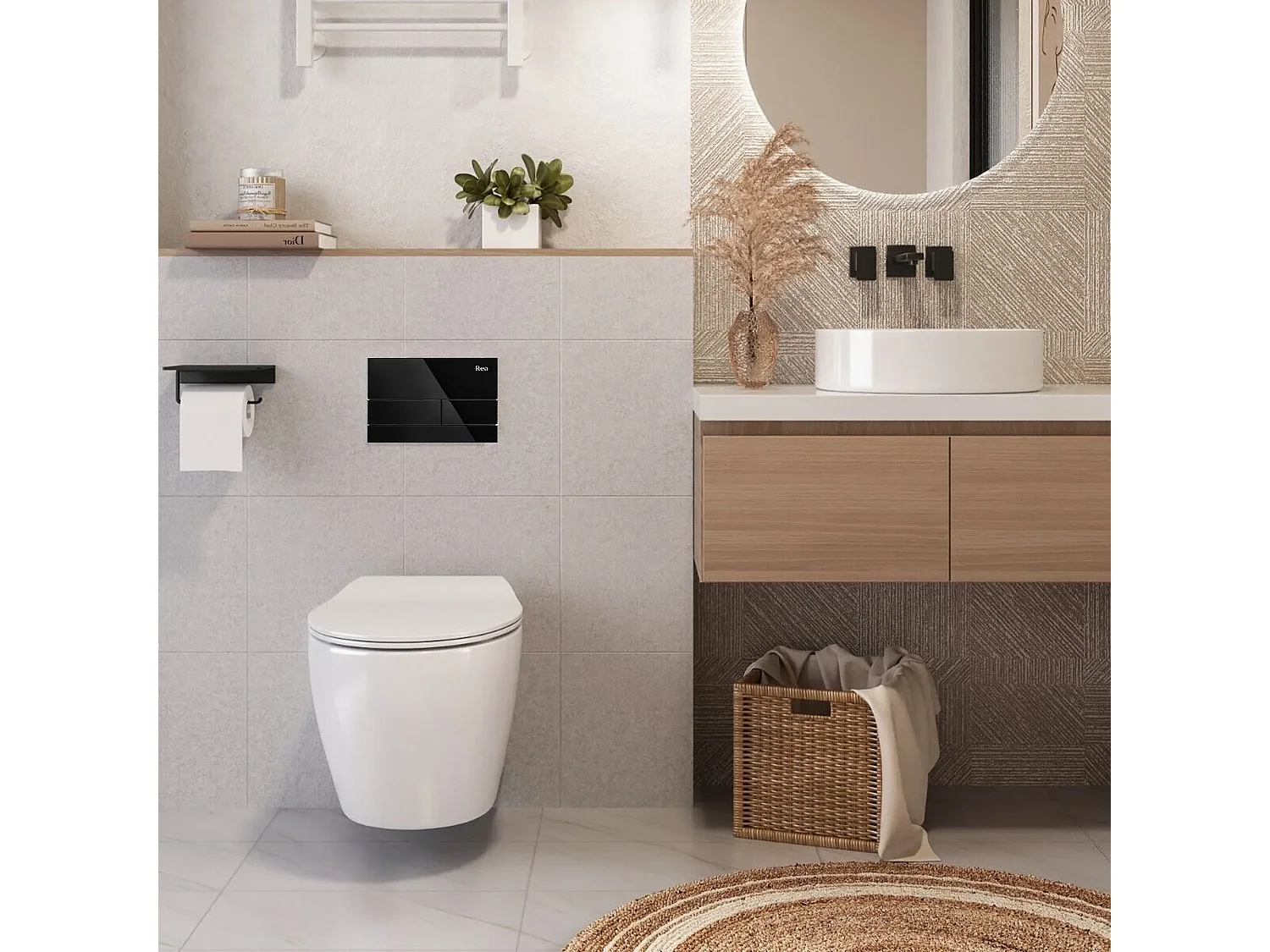 Bâti Support Rea T Black + Plaque De Commande Wc Type T