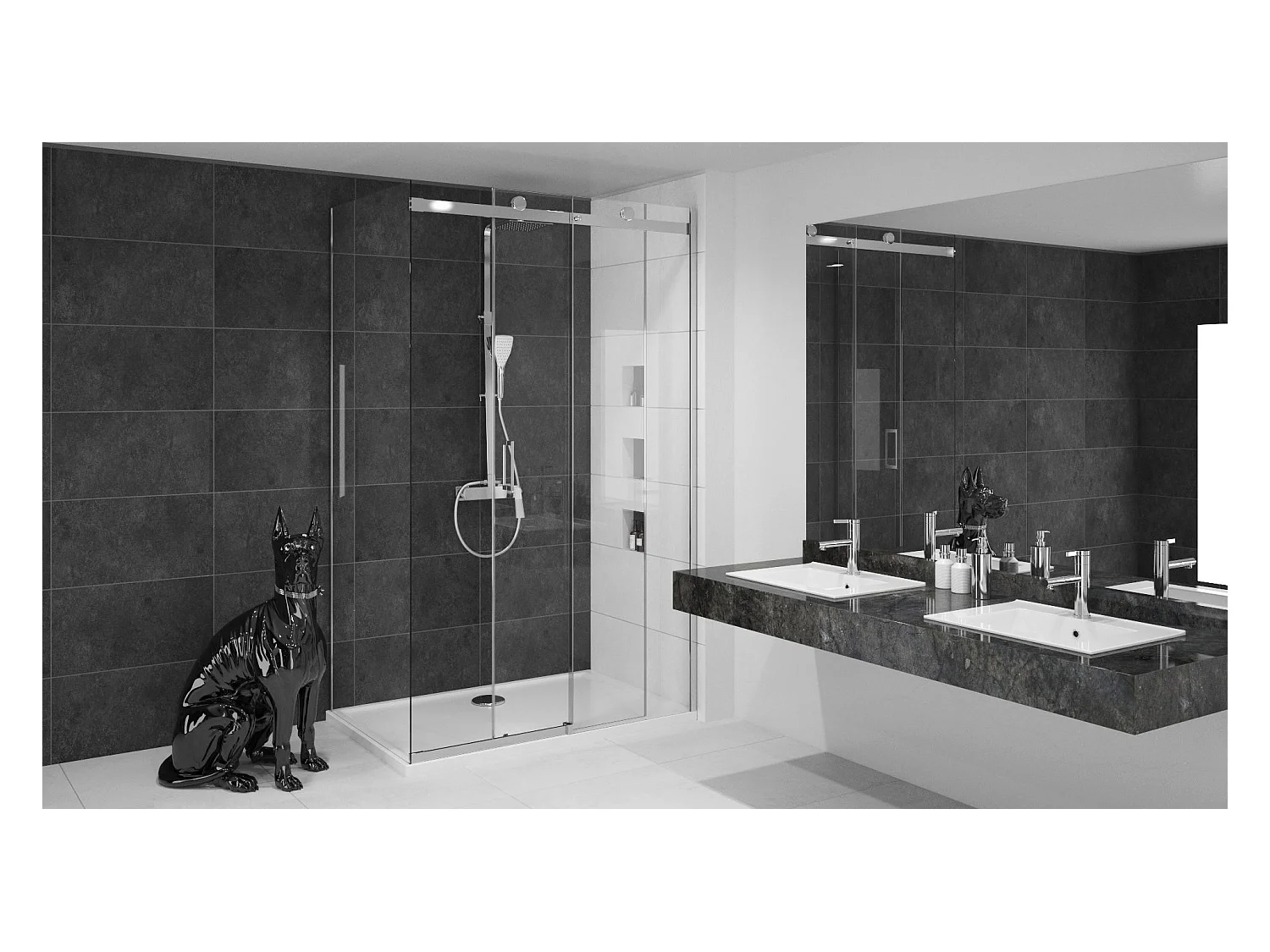 Douchescherm Rea Nixon-2 90 Chrome