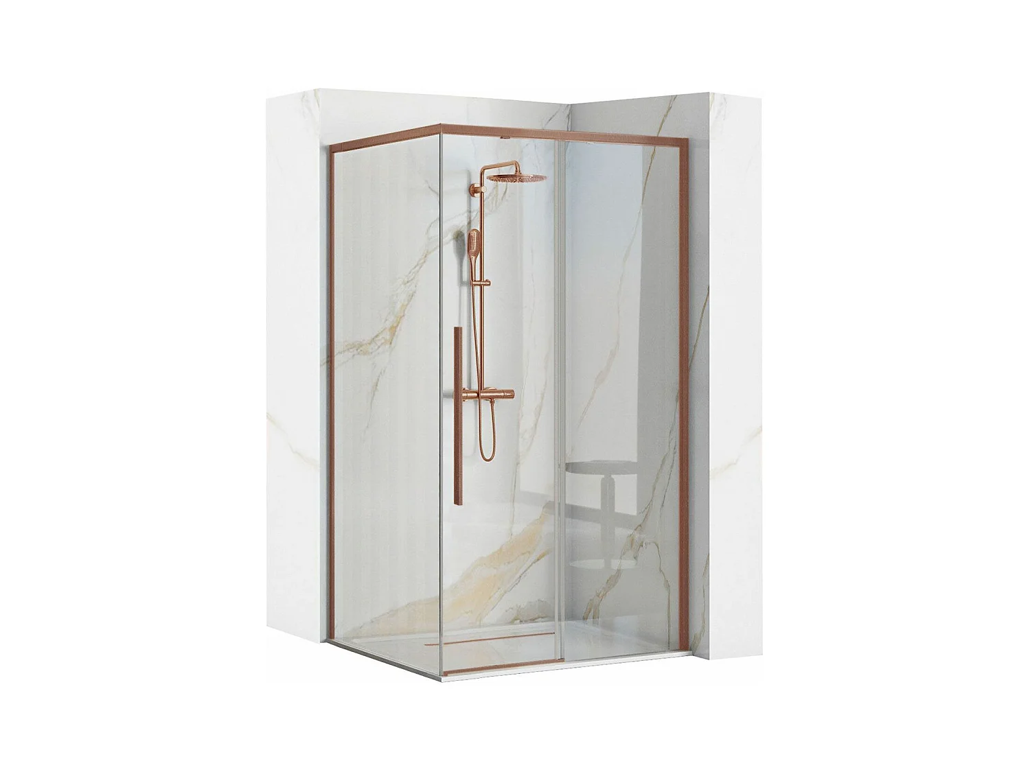 Cabine De Douche Rea Solar 90X90 Brush Copper + Receveur De Douche Savoy Black