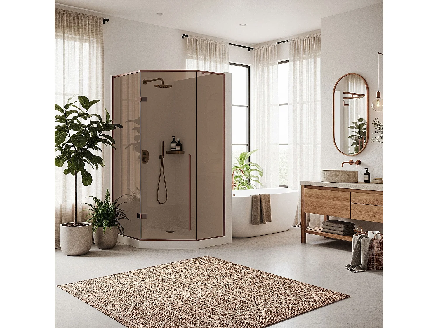 Cabina Doccia Rea Diamond 90X90 Brush Copper