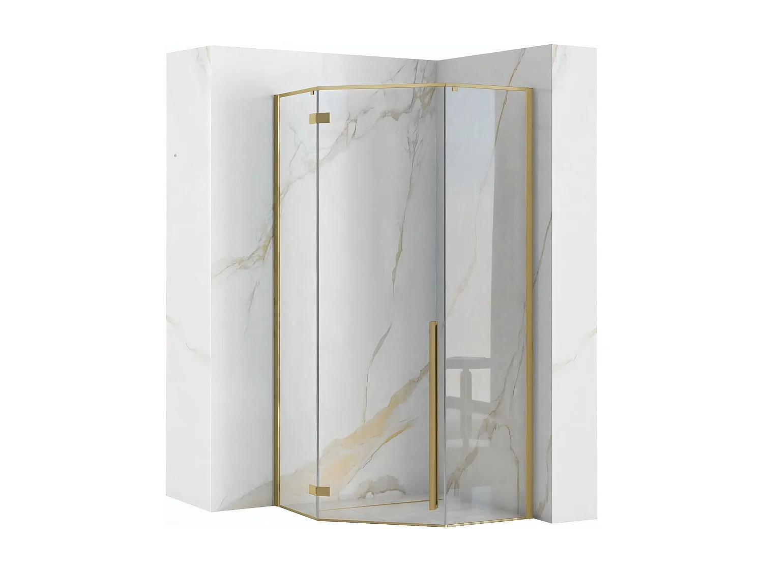 Duschkabine Rea Diamond 90X90 Brush Gold + Duschtasse Savoy White