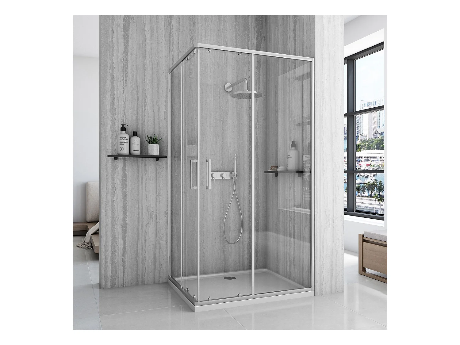 Duschkabine Rea City 80X100 Brush Nickel