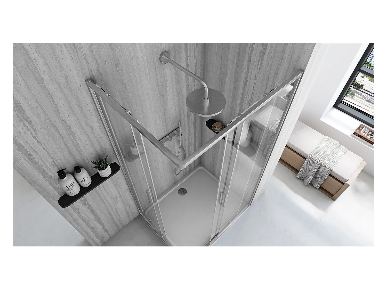 Duschkabine Rea City 80X100 Brush Nickel