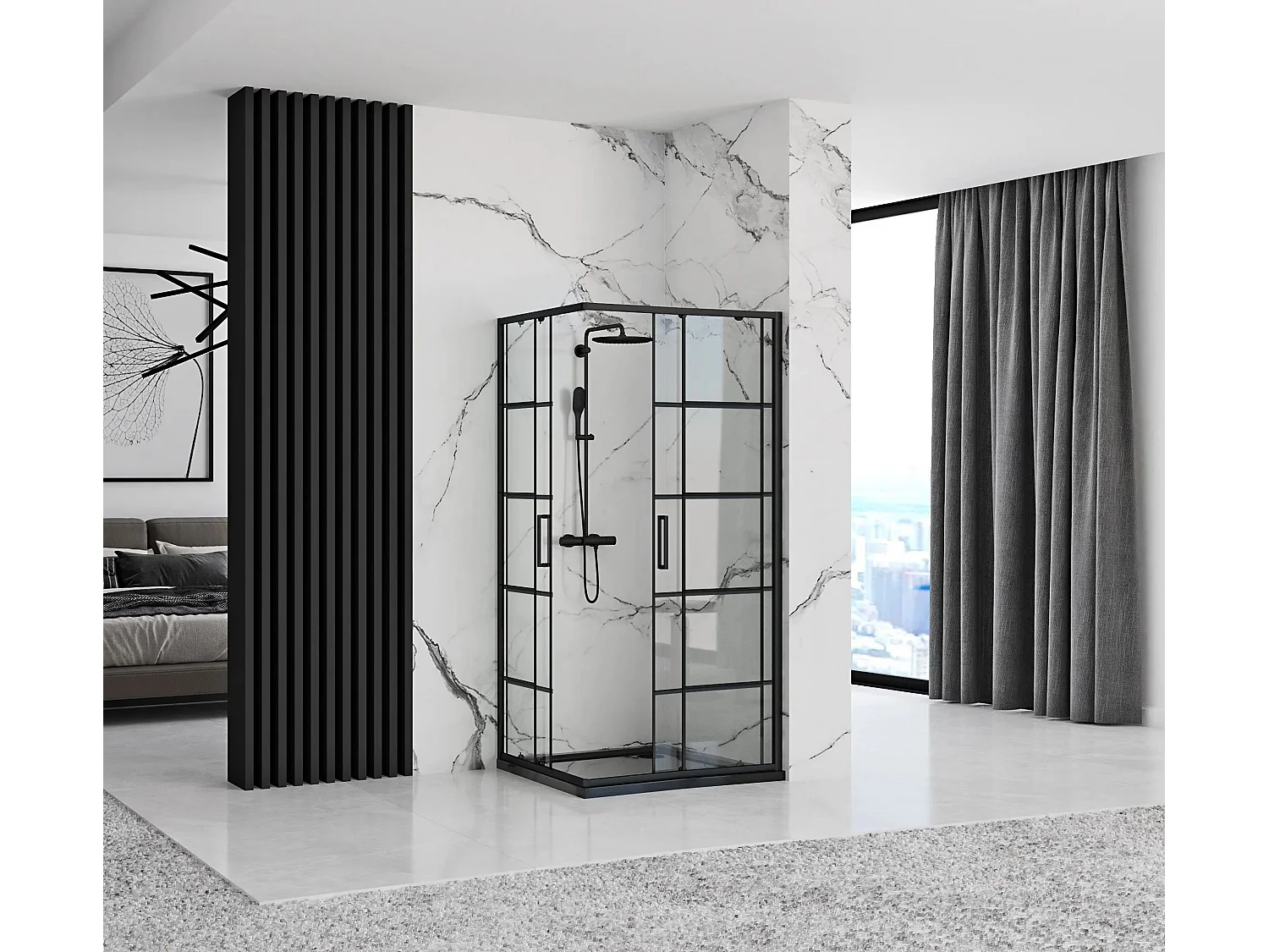 Douchecabine Rea Concept 80X100 Black + Douchebak Savoy Black