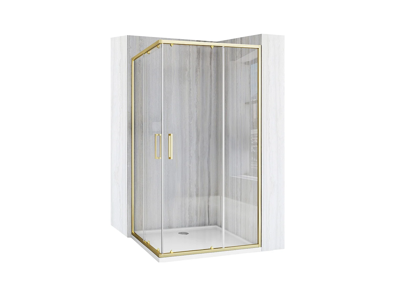 Cabine De Douche Rea City 80X100 Brush Gold + Receveur De Douche Savoy Black